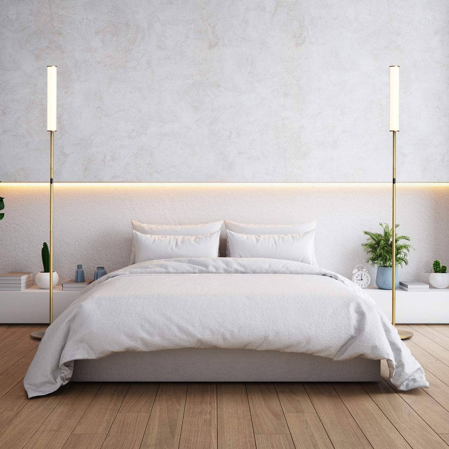 LED Cylinder Floor Lamp with Remote Control - Antique Brass