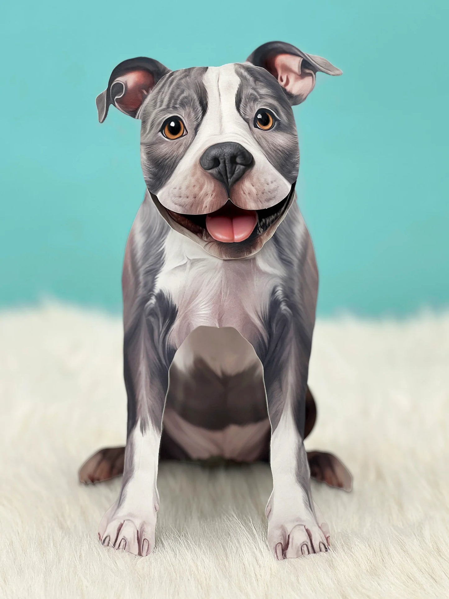 Freshcut Paper. Gray Pitbull - Pop Up Greeting Card