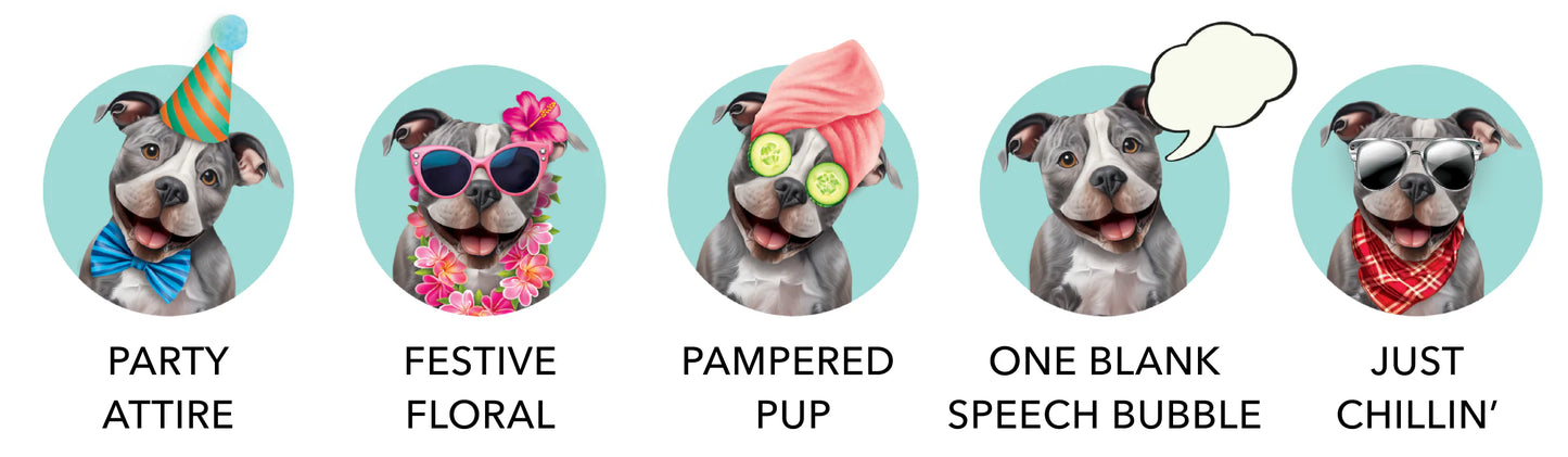 Freshcut Paper. Gray Pitbull - Pop Up Greeting Card