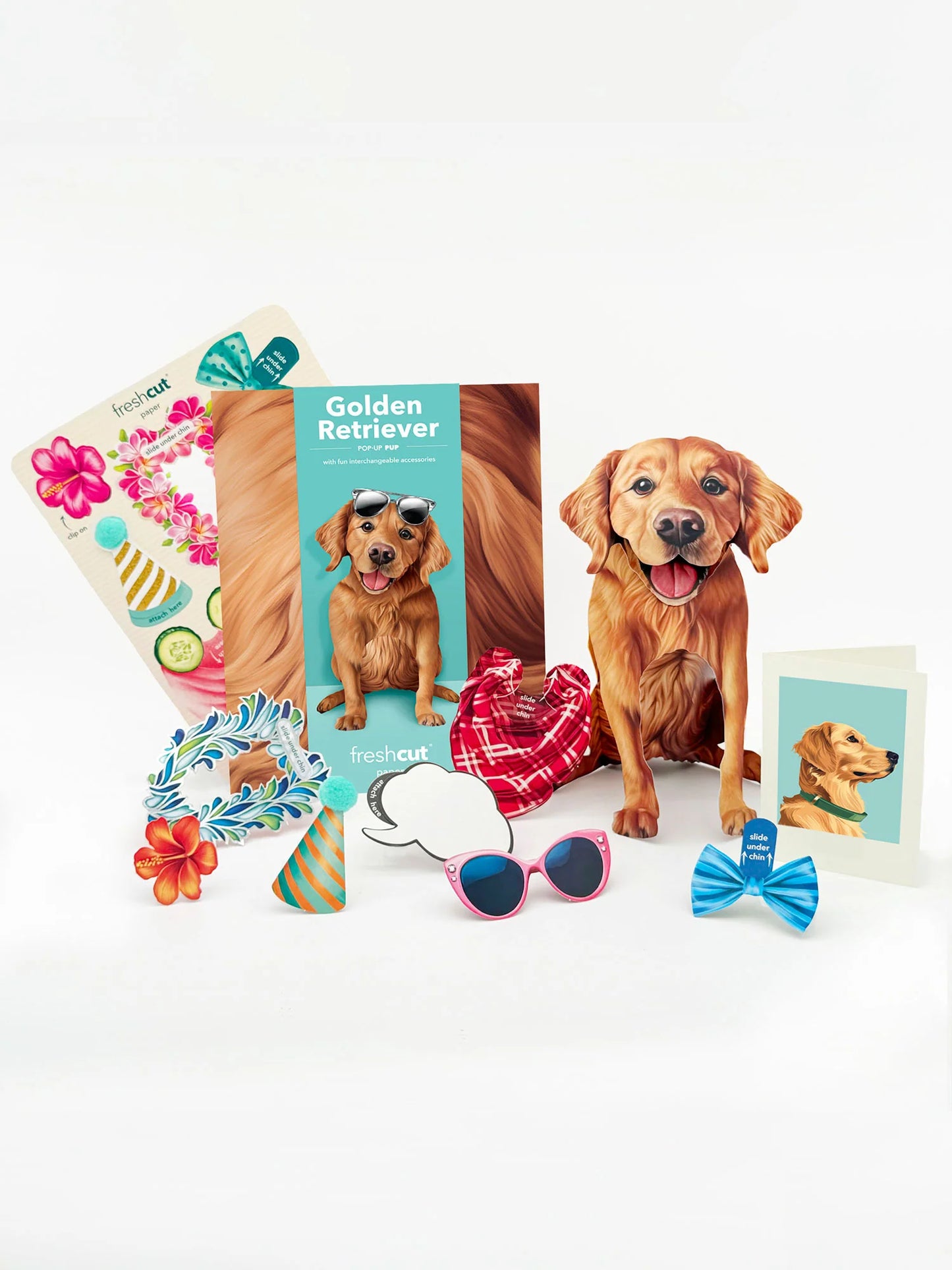 Freshcut Paper. Golden Retriever - Pop Up Greeting Card
