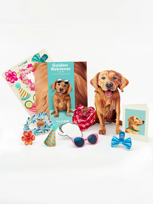 Freshcut Paper. Golden Retriever - Pop Up Greeting Card