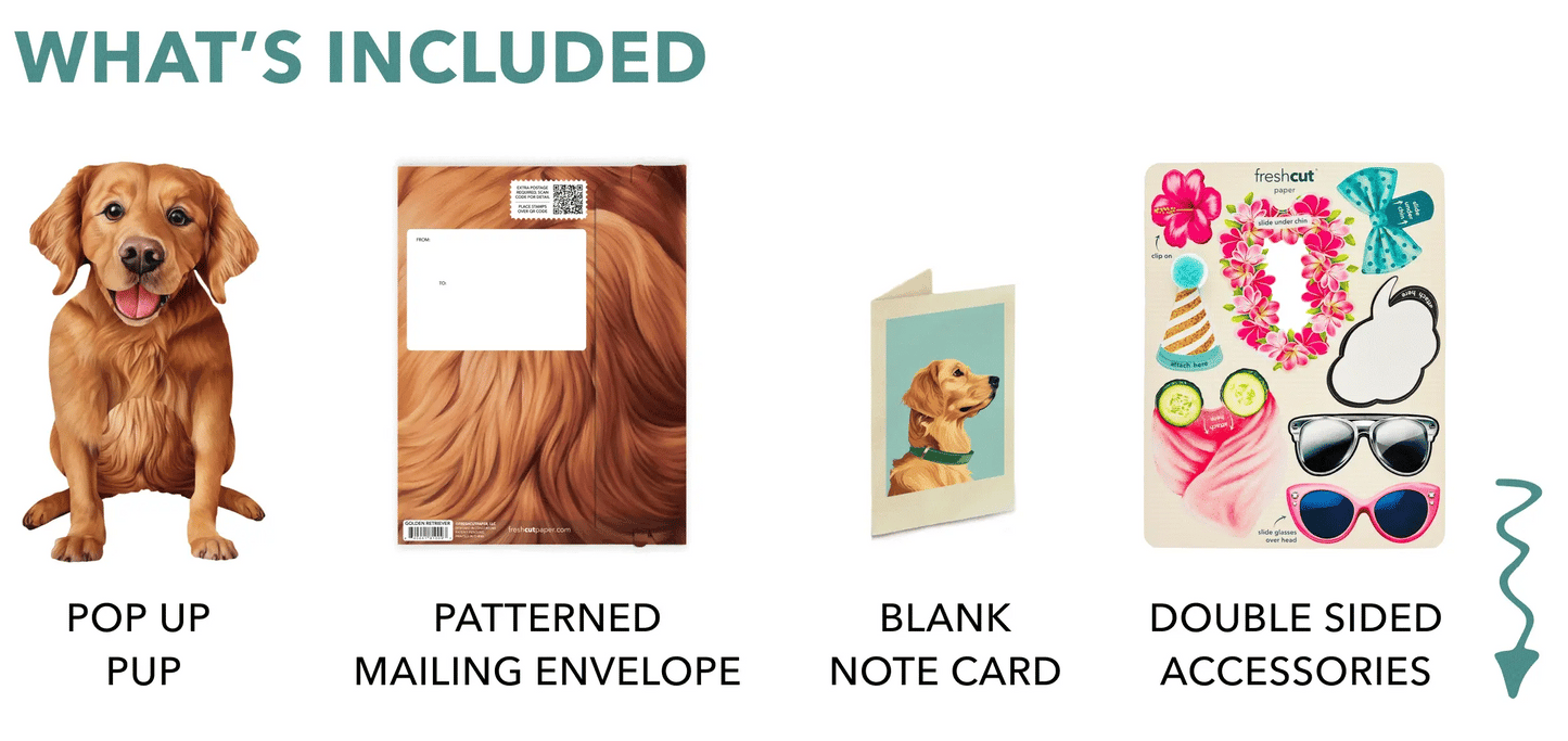 Freshcut Paper. Golden Retriever - Pop Up Greeting Card