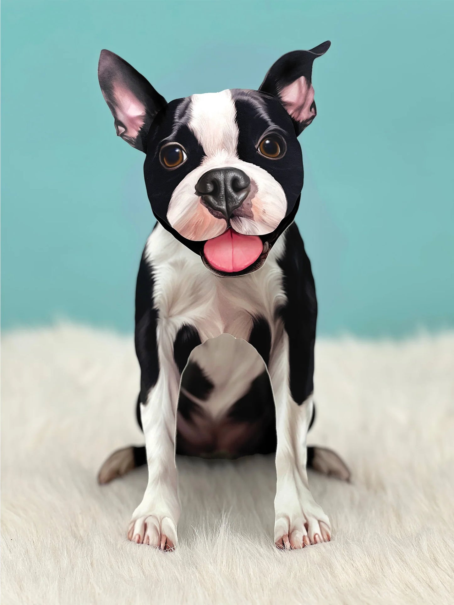 Freshcut Paper. Boston Terrier - Pop Up Greeting Card
