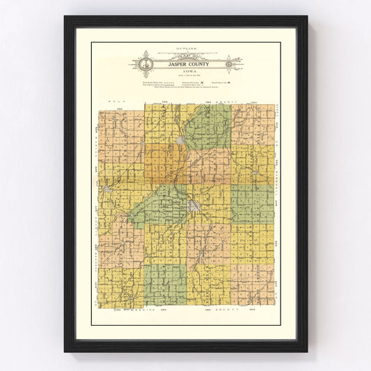 Ted's Vintage Art - Vintage Map of Jasper County, Iowa 1914