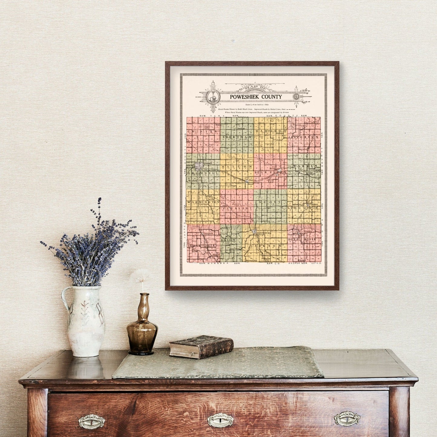 Ted's Vintage Art - Vintage Map of Poweshiek County, Iowa 1914