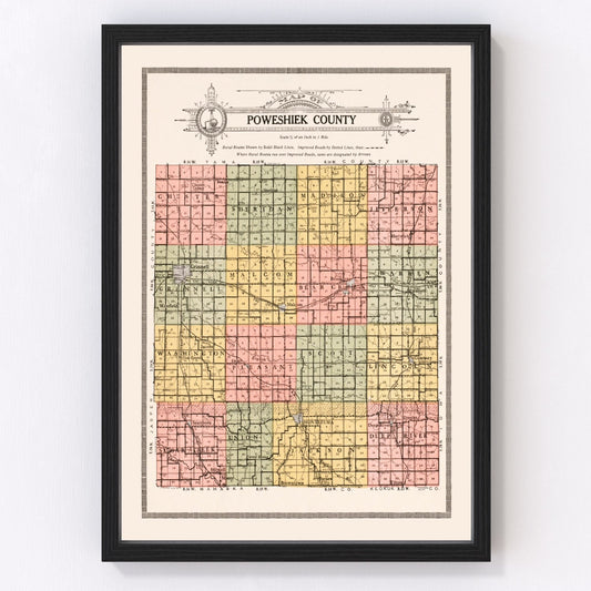 Ted's Vintage Art - Vintage Map of Poweshiek County, Iowa 1914