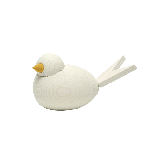 Swedish Wooden Bird - White
