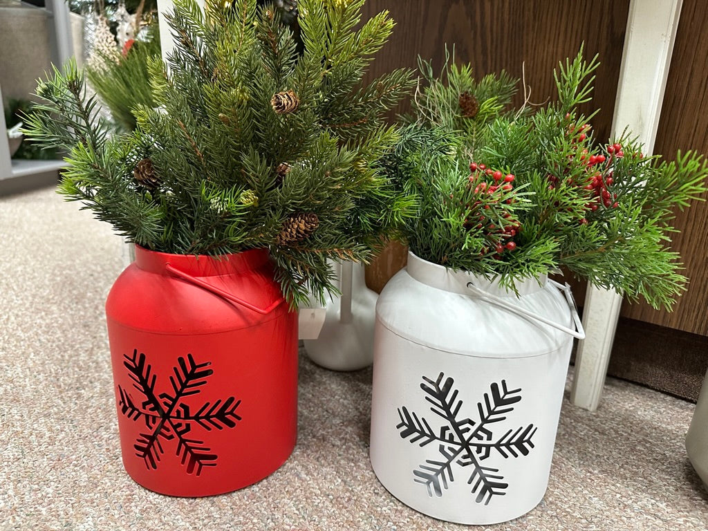Milk Can Snowflake Lanterns