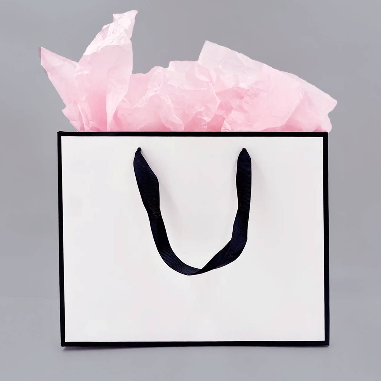White with Black Border Paper Gift Bag
