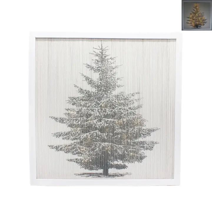 Lighted White Frame Christmas Tree Sign