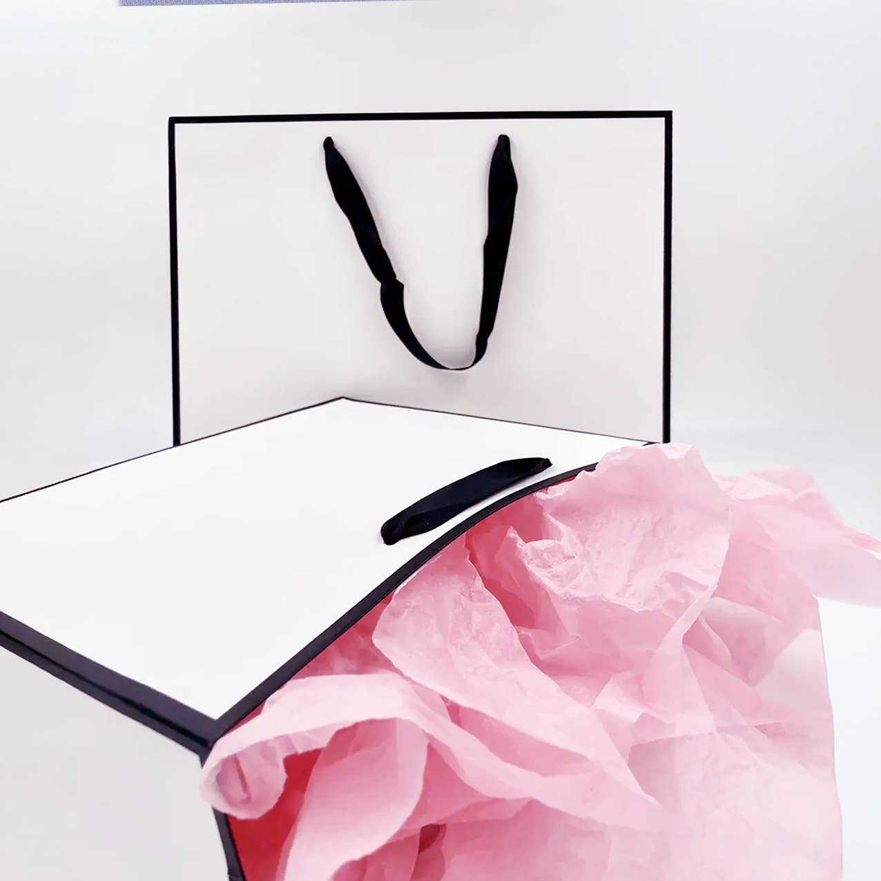 White with Black Border Paper Gift Bag