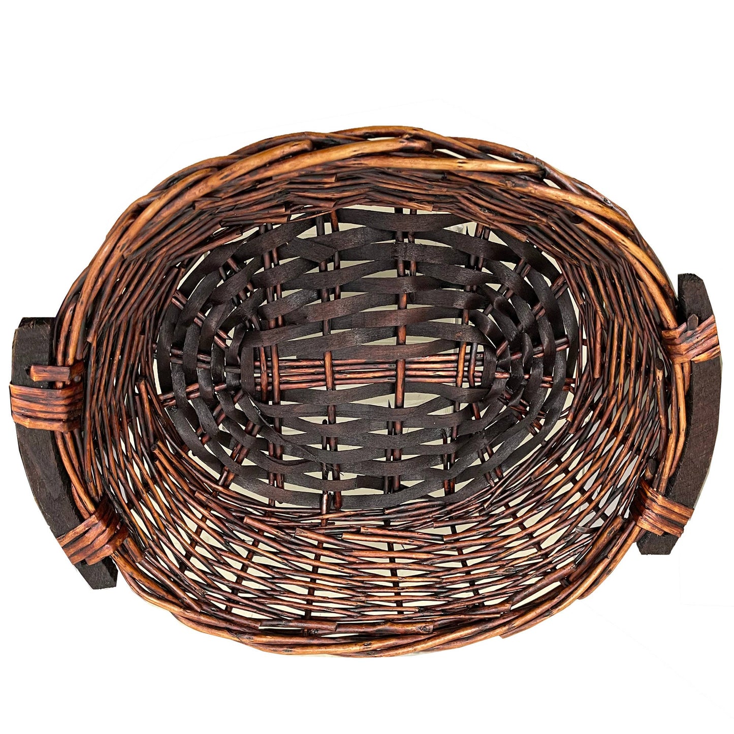 Oval Willow Tray 12"  Dark Brown Finish