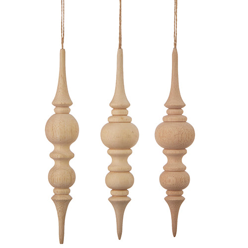 Wood Finial Ornaments 8"