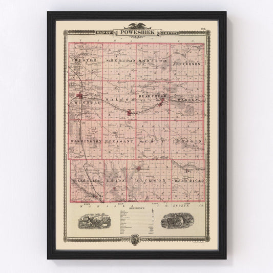 Ted's Vintage Art - Vintage Map of Poweshiek County, Iowa 1875