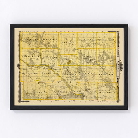 Ted's Vintage Art - Vintage Map of Jasper County, Iowa 1875