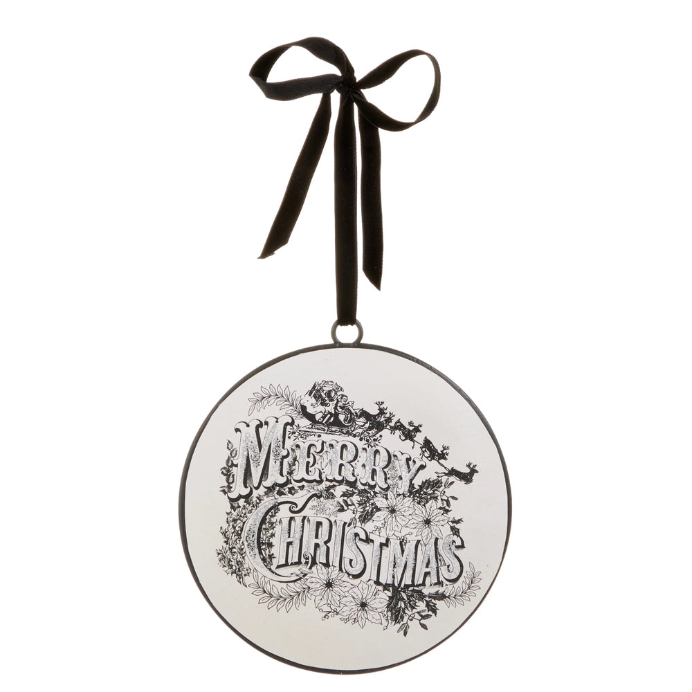Ornament -6" Vintage Merry Christmas Disc