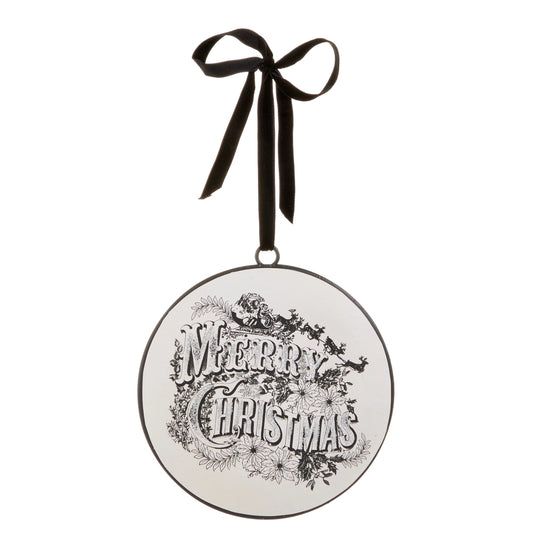 Ornament -6" Vintage Merry Christmas Disc