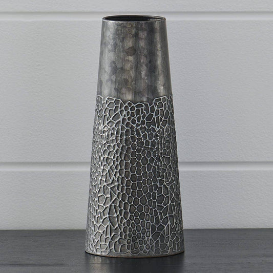 Charcoal Hammered Metal Vase