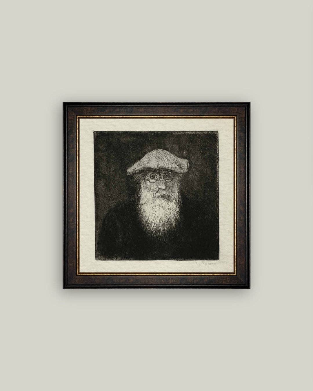 Petal Lane Home - Self Portrait by Camille Pissarro Framed Antique Art