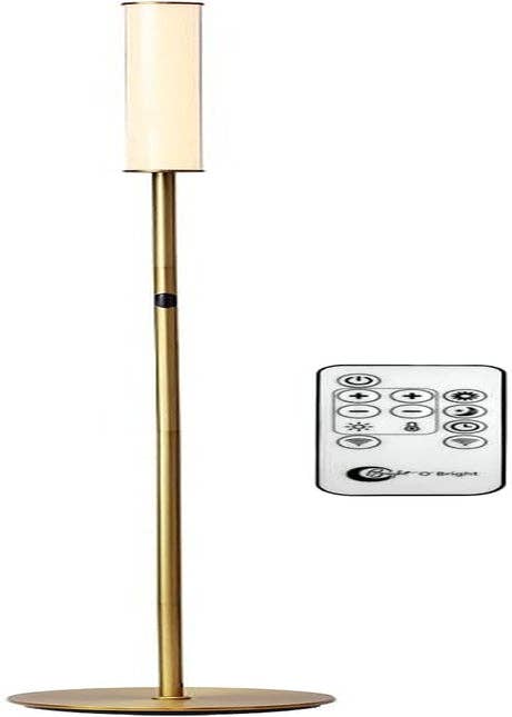 LED Cylinder Floor Lamp with Remote Control - Antique Brass