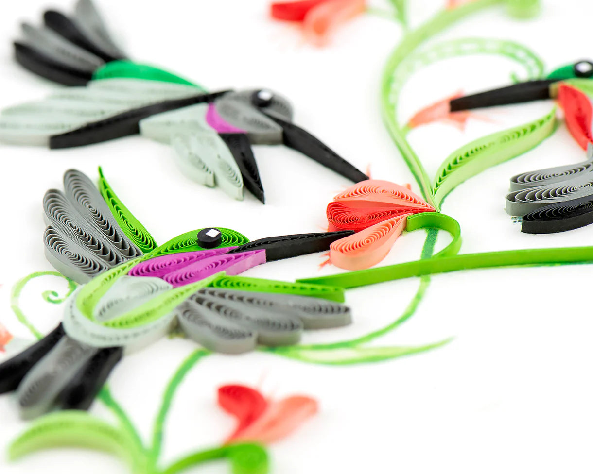 Quilling Greeting Card - Hummingbird Trio