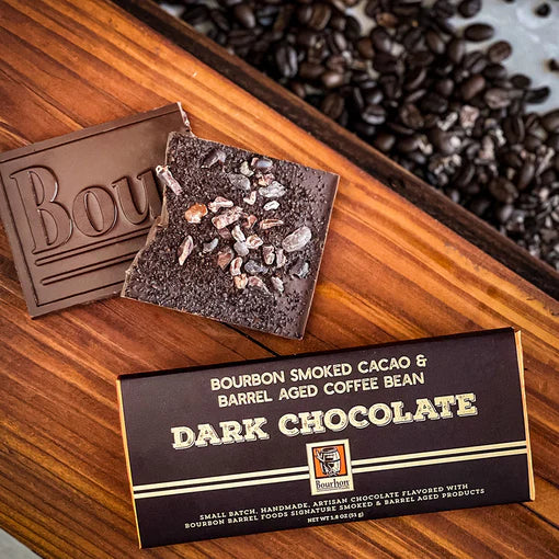 Bourbon Barrel Foods - Bourbon smoked Cacao & Barrell Aged Coffee Bean Drk Chocolate Bar
