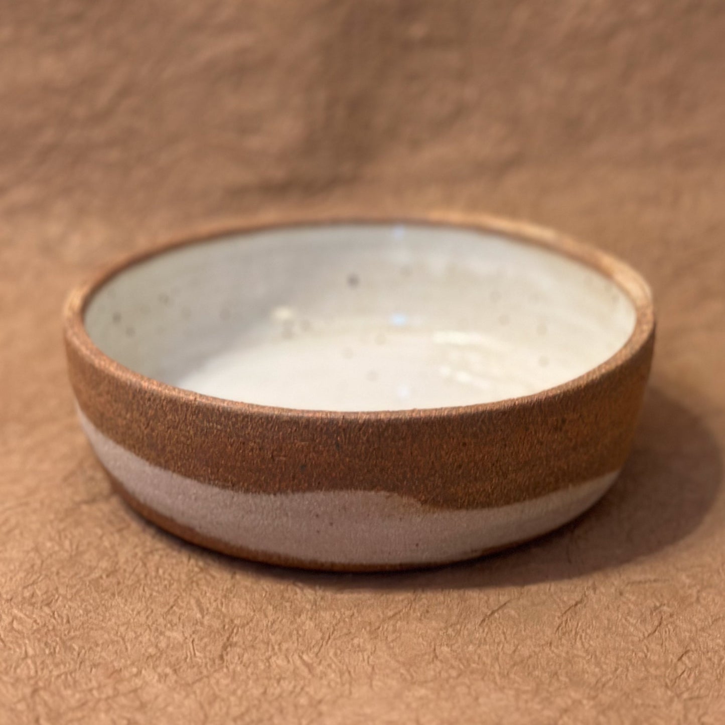 Olivia Snow Ceramics - 7" Brown and White Marbled Ceramic Coupe Bowl