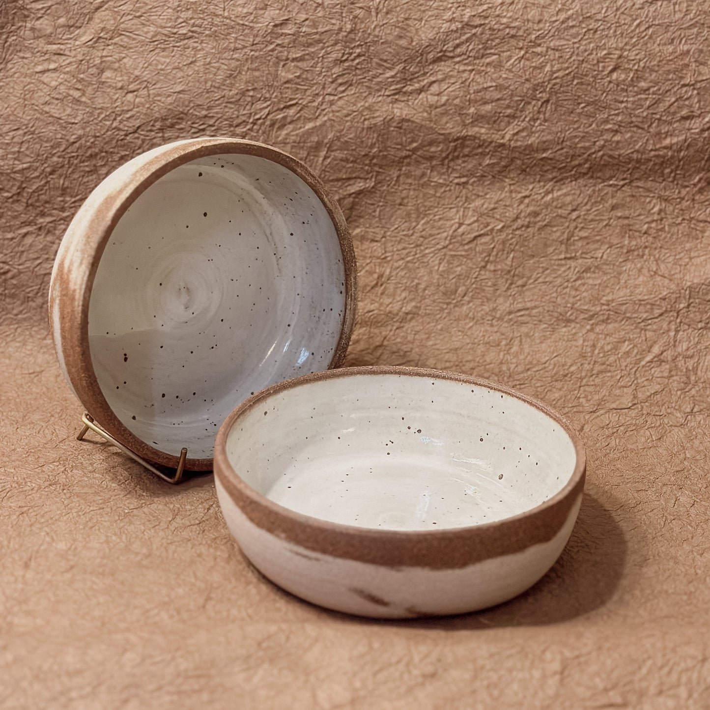 Olivia Snow Ceramics - 7" Brown and White Marbled Ceramic Coupe Bowl