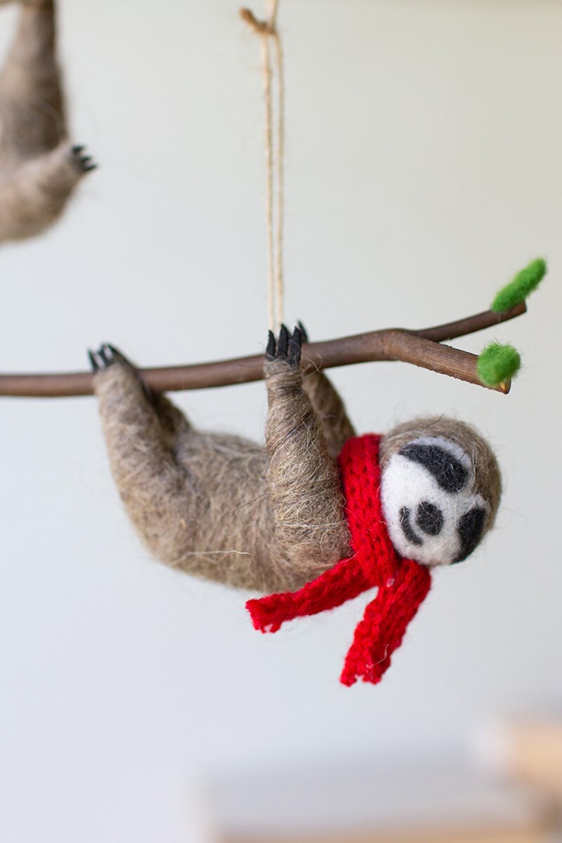 Felt Sloth Christmas Ornaments (3 Styles)