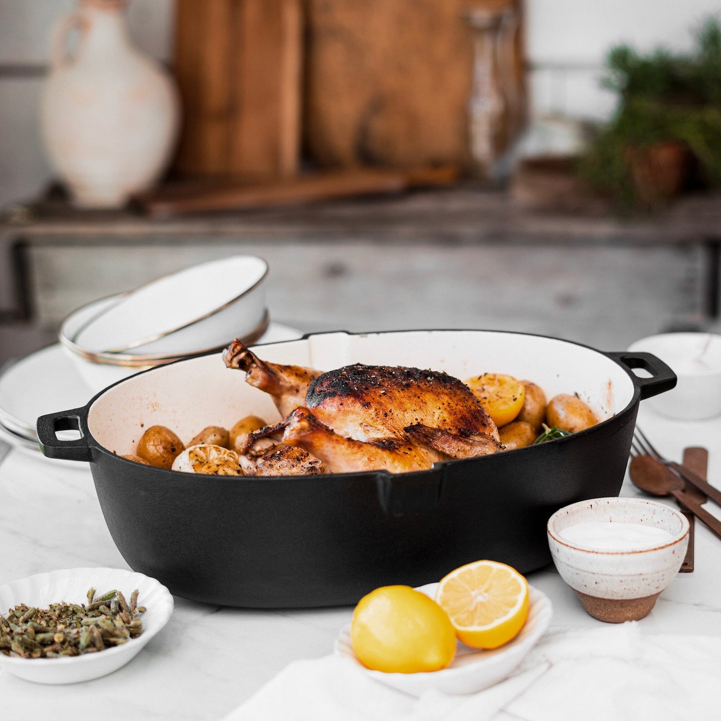Barebones - Enamel Lined Cast Iron Roaster