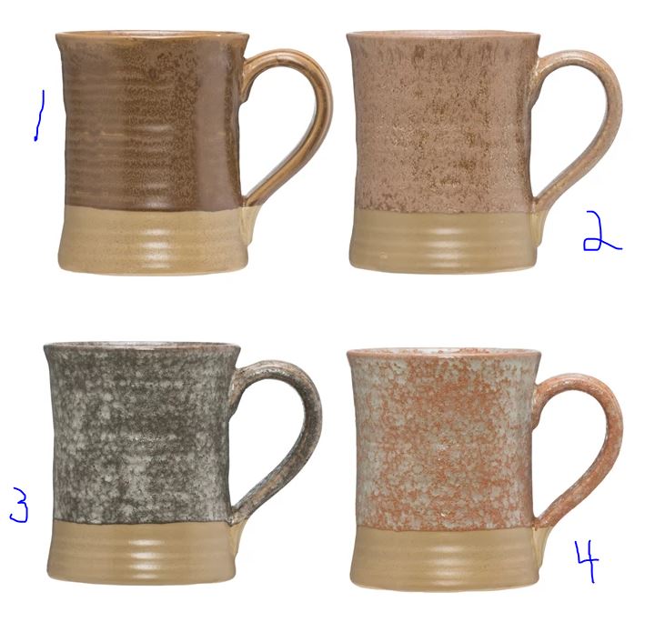 Stoneware Mug w/Glaze (4 Colors)
