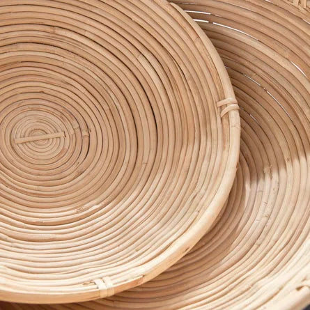 Cane Rattan Low Bowl Basket - Handmade