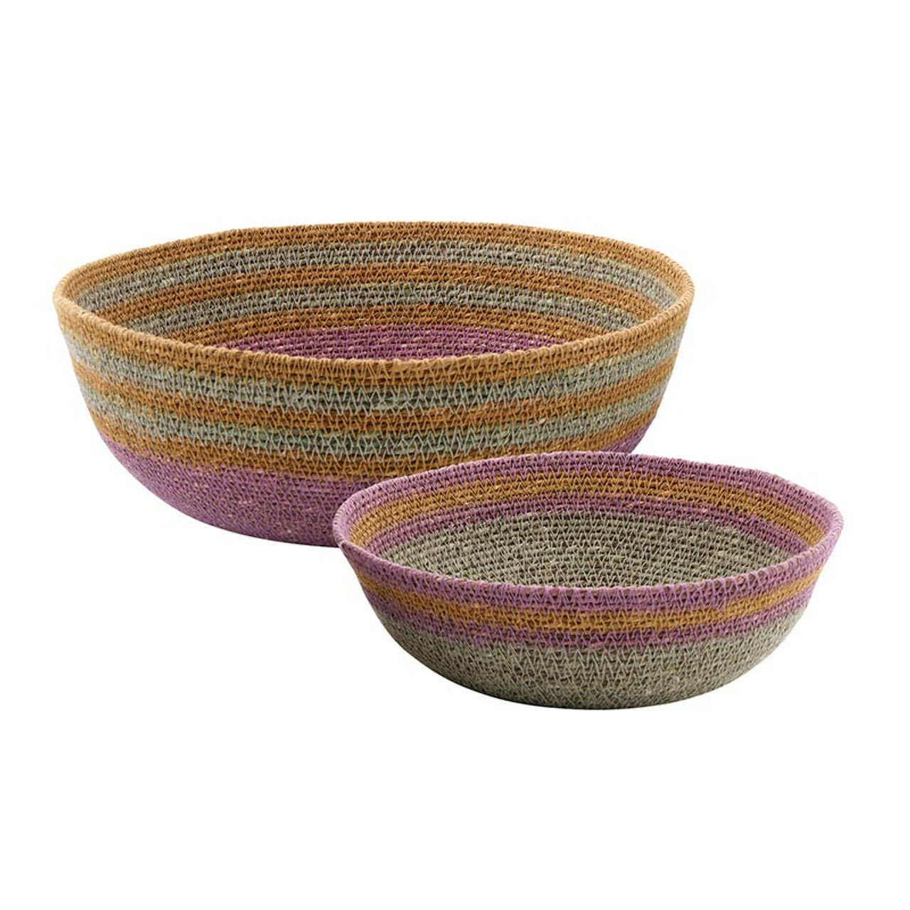 Bright Pink, Yellow, Green Patterned Decorative Bowls (2 Sizes)