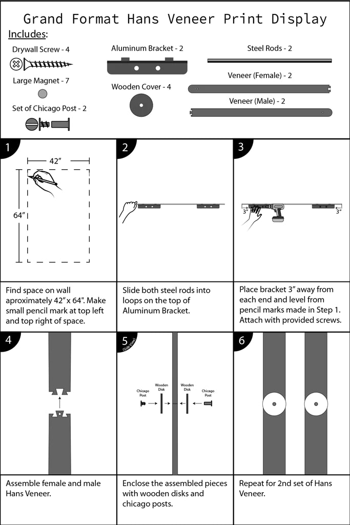 Frameless wood and steel hangers.