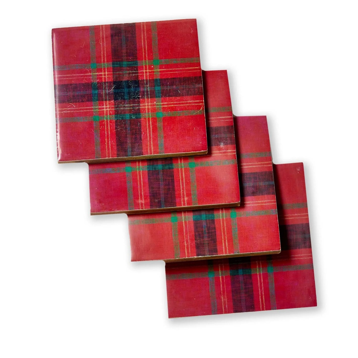 Holiday Plaid Coaster Set