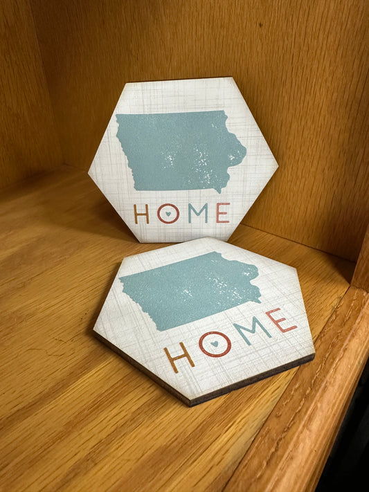 State of Iowa Wooden Magnet Coaster