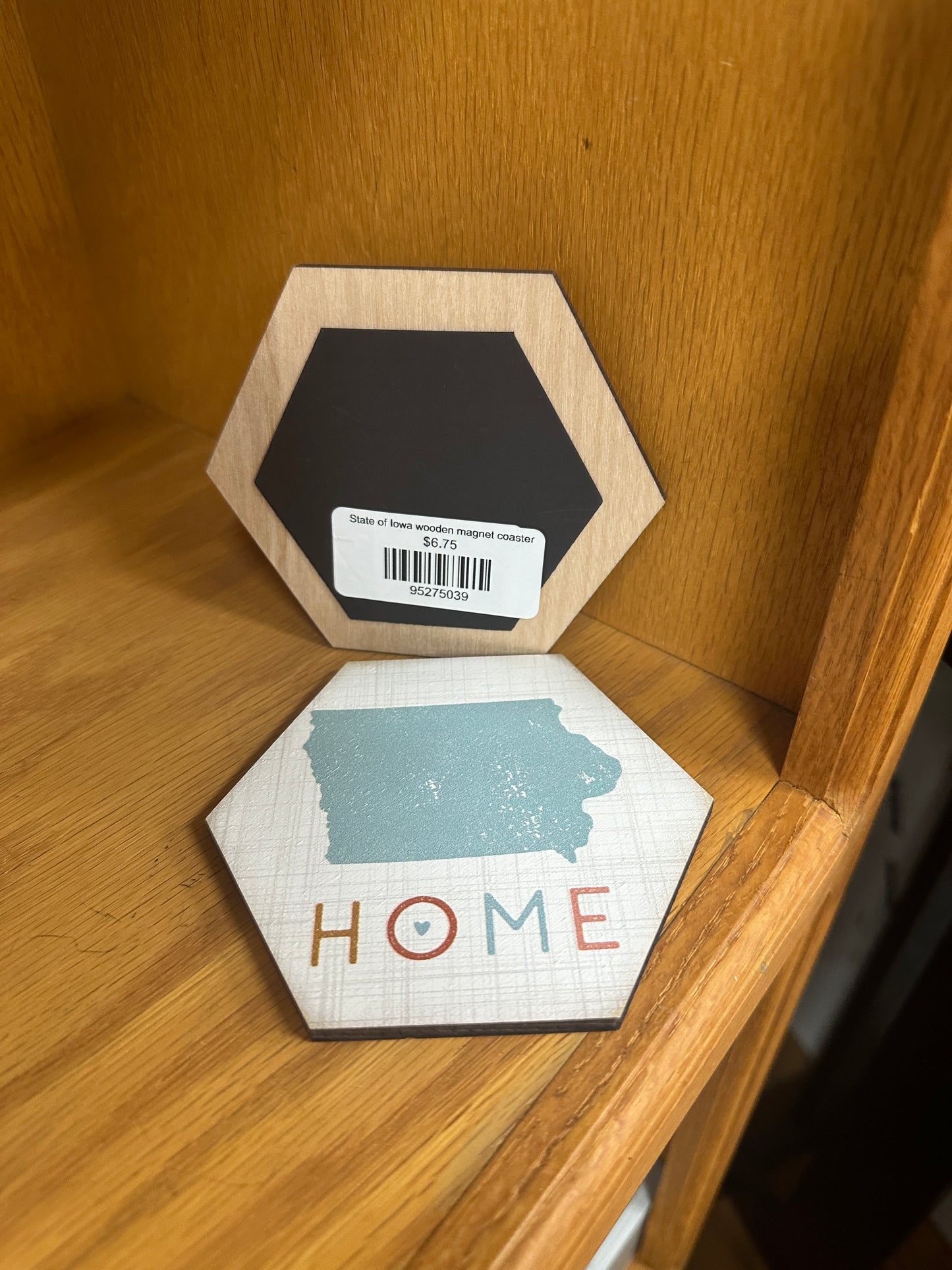 State of Iowa Wooden Magnet Coaster