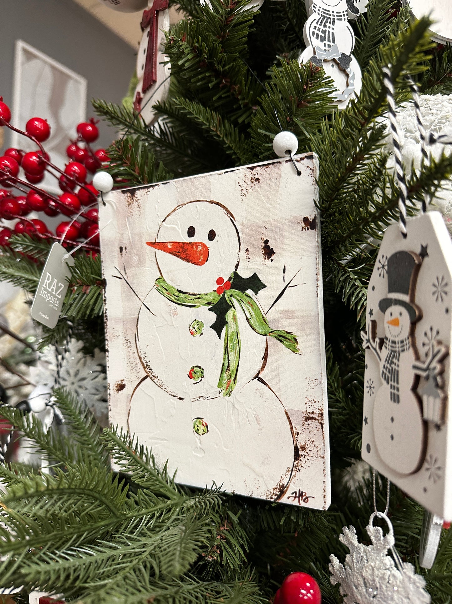 Snowman Wooden Ornament