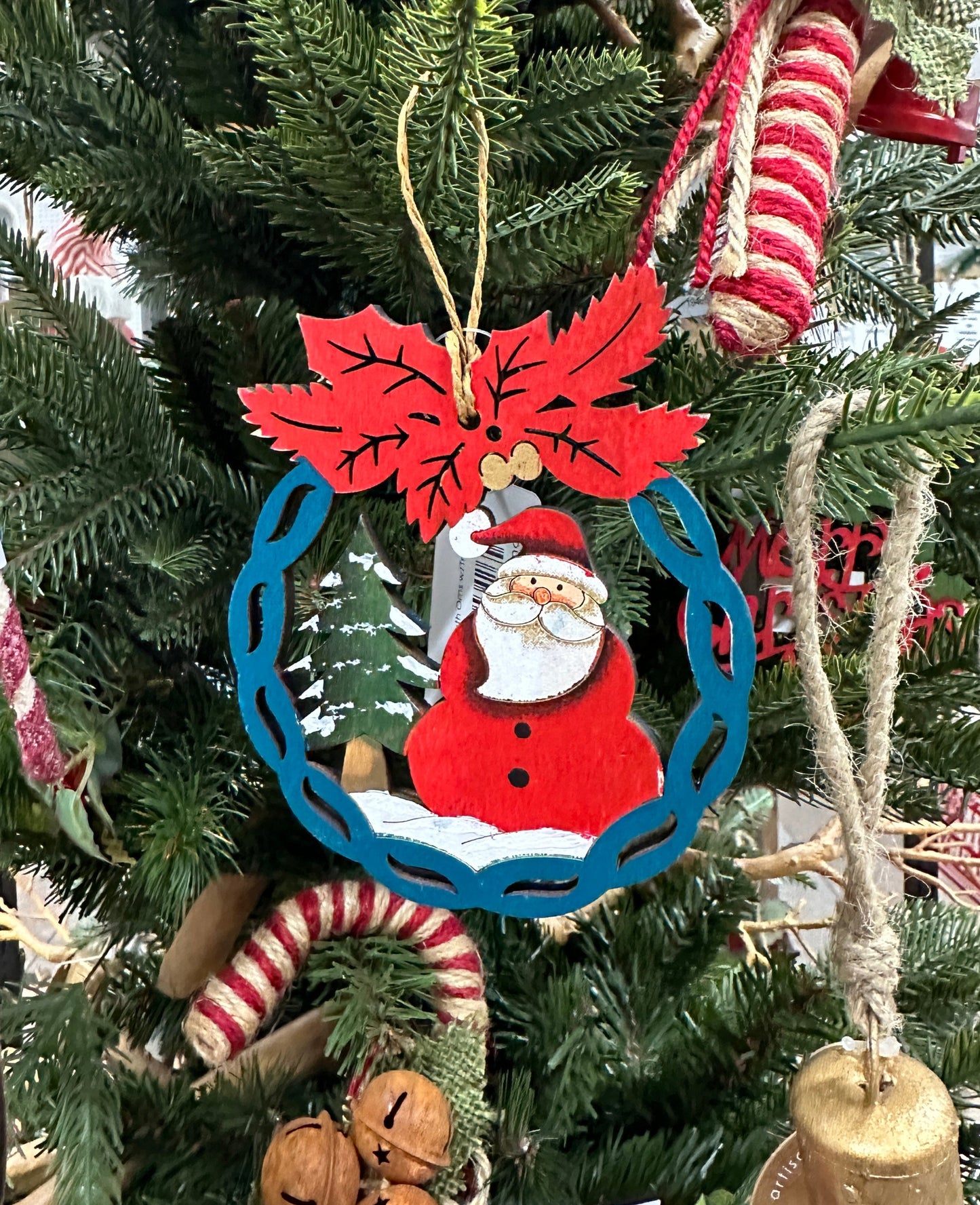 Wooden Santa Ornament