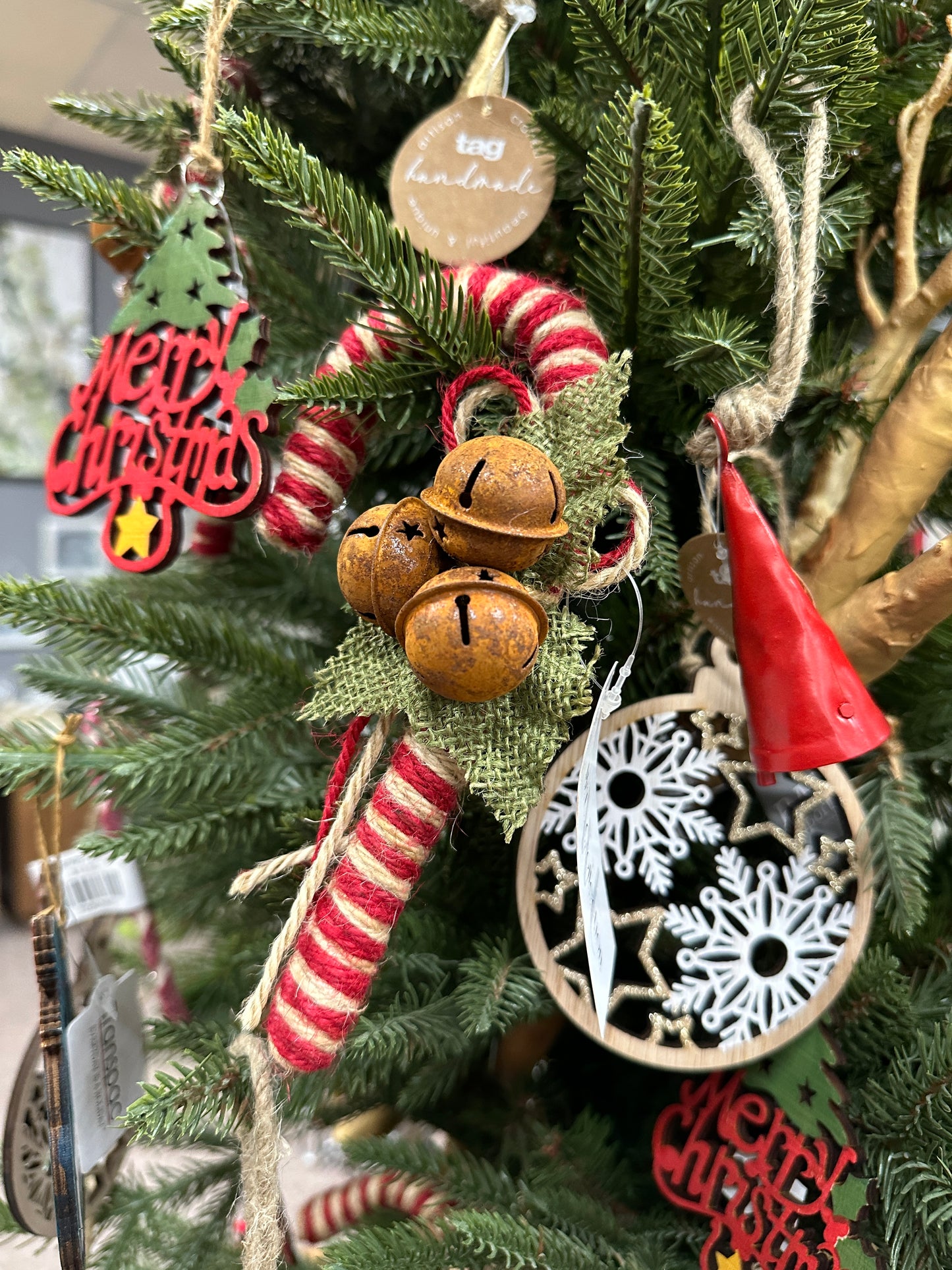 Burgundy & Beige Candy Cane Ornament