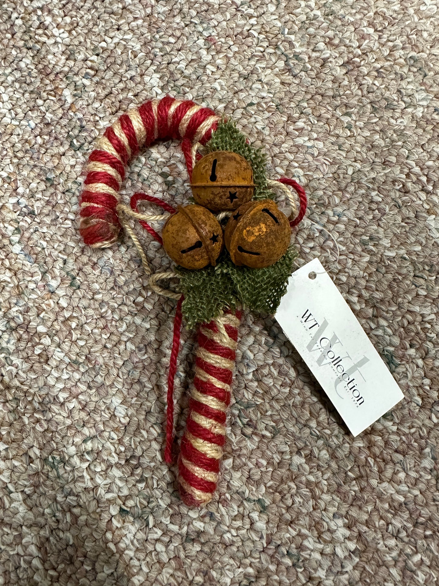 Burgundy & Beige Candy Cane Ornament