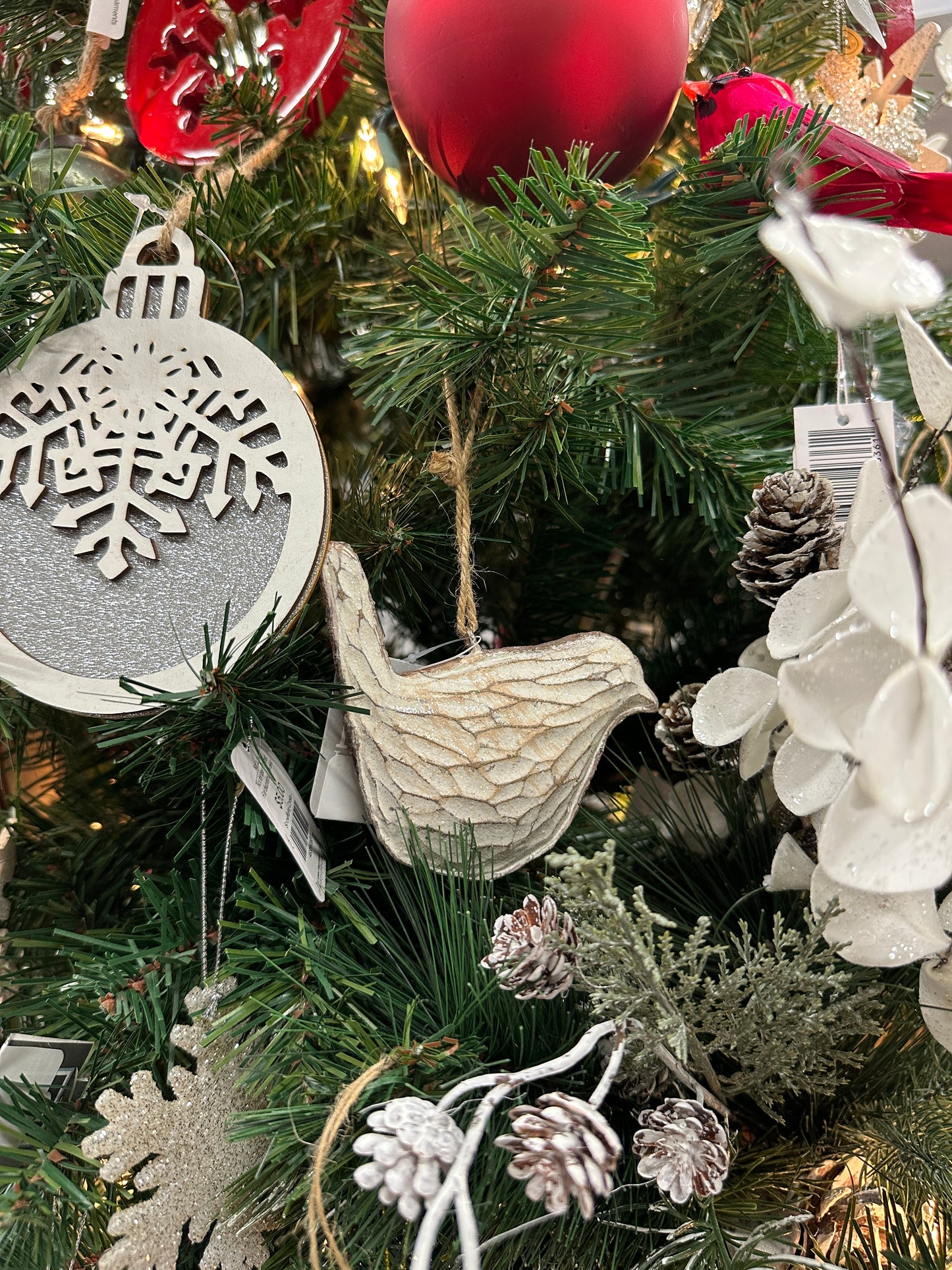 Whitewash Bird Ornament