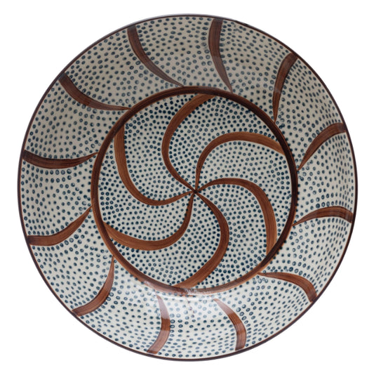 Creative Co-Op - Hand-Painted Stoneware Serving Bowl w/Pattern