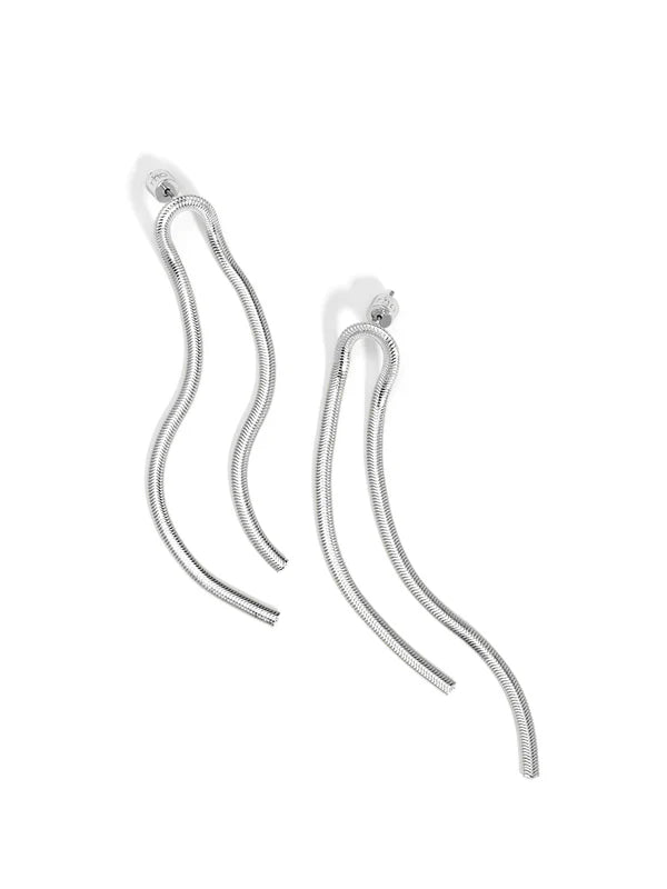 Rho Jewelry Arch Herringbone Drop Earring - Gold or Silver