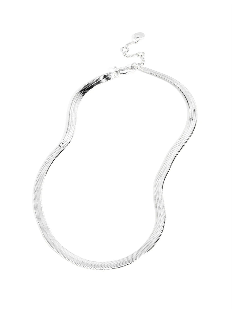 Rho Jewelry Herringbone Chain Collar Necklace - Gold or Silver Color
