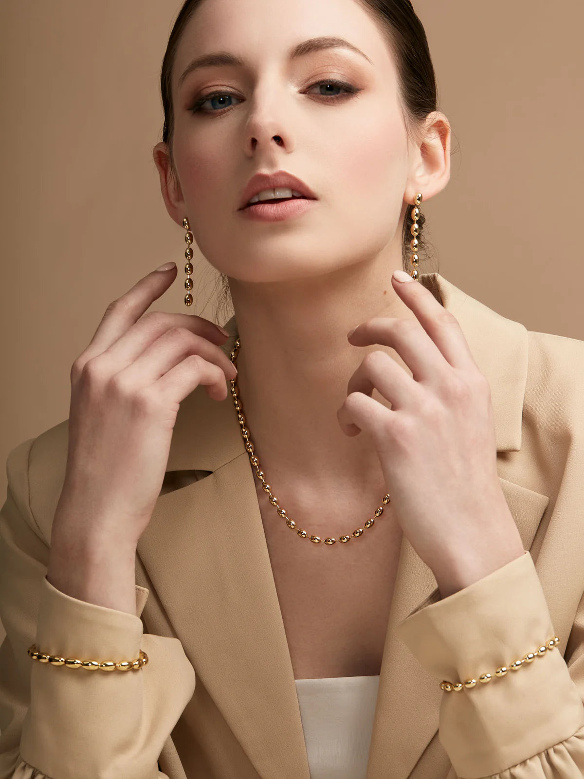 Rho Jewelry Beaded Collar Necklace - Silver or Gold Color