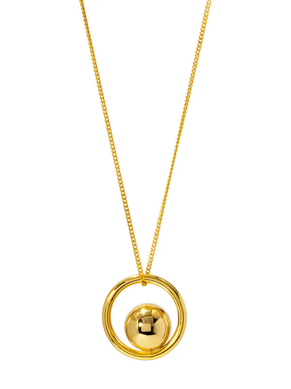 Rho Jewelry Ball Ring Charm Pendant Necklace - Silver or Gold Color