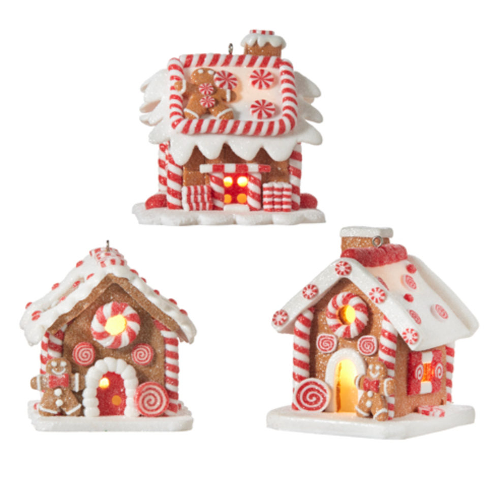 Lighted Gingerbread House Ornaments