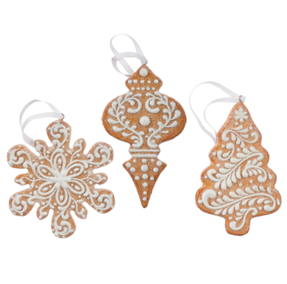 White Icing Gingerbread Ornaments