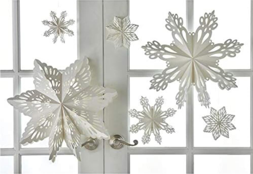 Alpine Snowflake Paper Hanging Decor - 6"